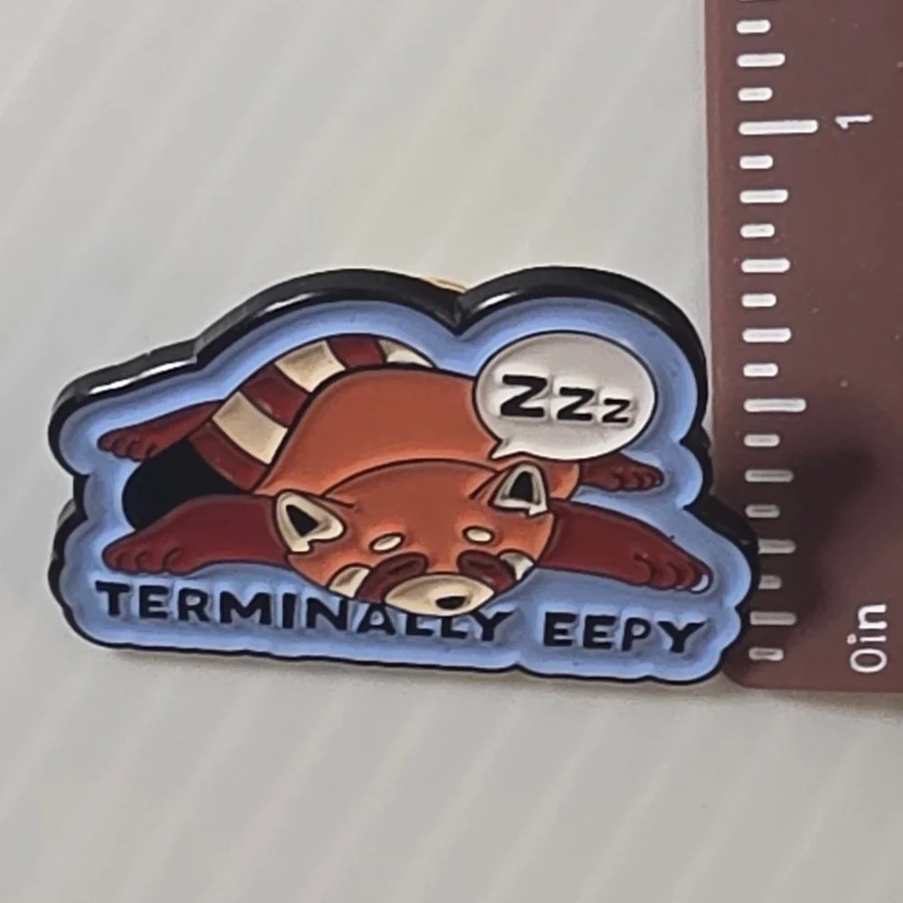 Unbranded‎ Red Panda Enamel Pin OS Blue Excellent Terminally Eepy Accessory